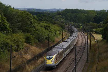 Eurostar train on its way to the Channel Tunnel Eurostar train on its way to the Channel Tunnel