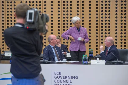 ECB President Christine Lagarde talks with Philip Lane, the bank’s Chief Economist, and ECB Governing Council member Klaas Knot ECB President Christine Lagarde talks with Philip Lane, the bank’s Chief Economist, and ECB Governing Council member Klaas Knot
